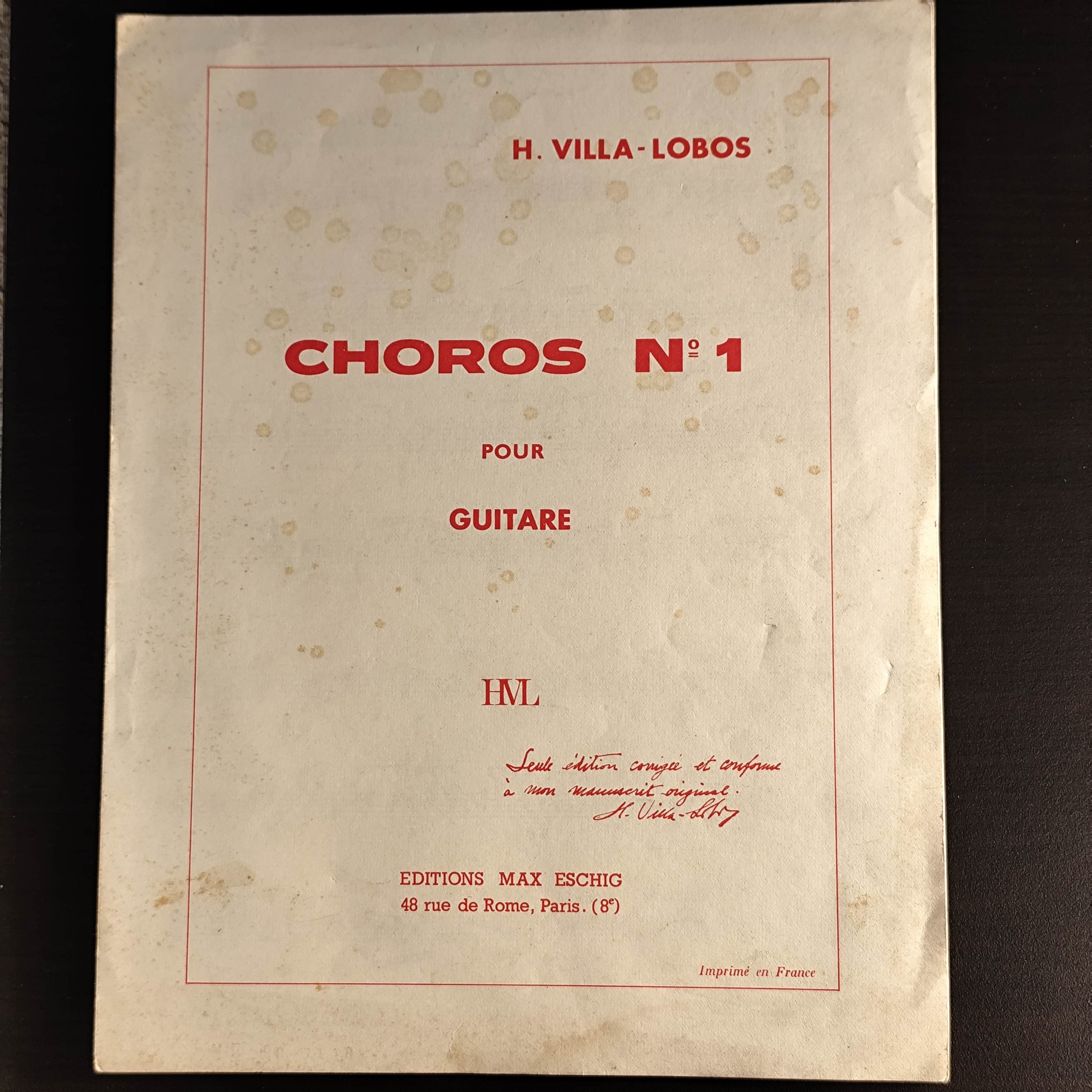 Heitor Villa-Lobos: choros No 1. pour guitare