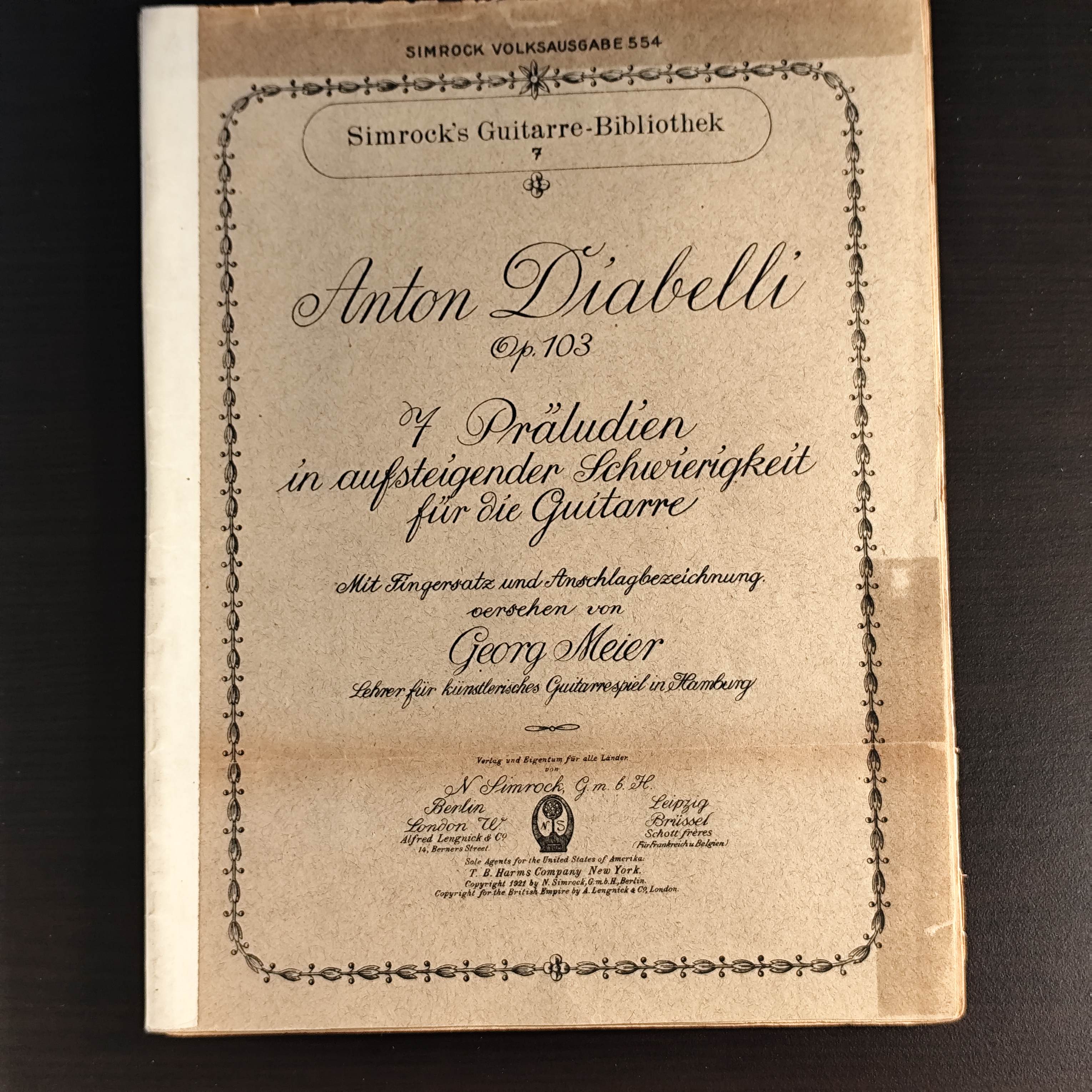 Diabelli, Anton: Op. 103 7 Präludien in aufsteigender Schwierigkeit für die Guitarre (Georg Meier)